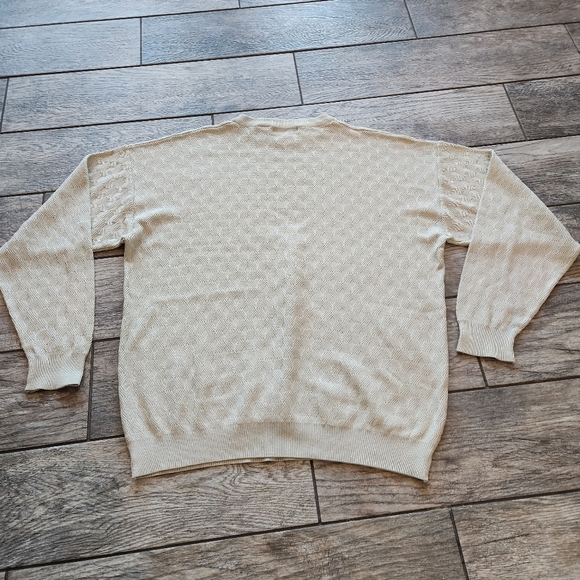 Barry Bricken Silk & Cotton Diamond Knit Sweater Cream L Quiet Luxury - Picture 7 of 7